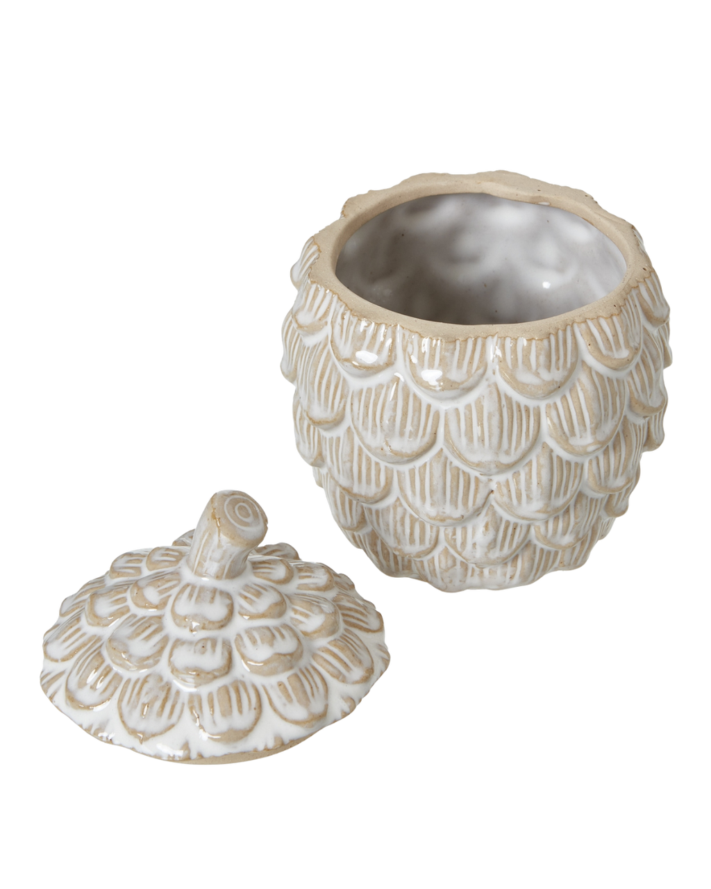 Ceramic Pine Cone Trinket Dish With Lid
