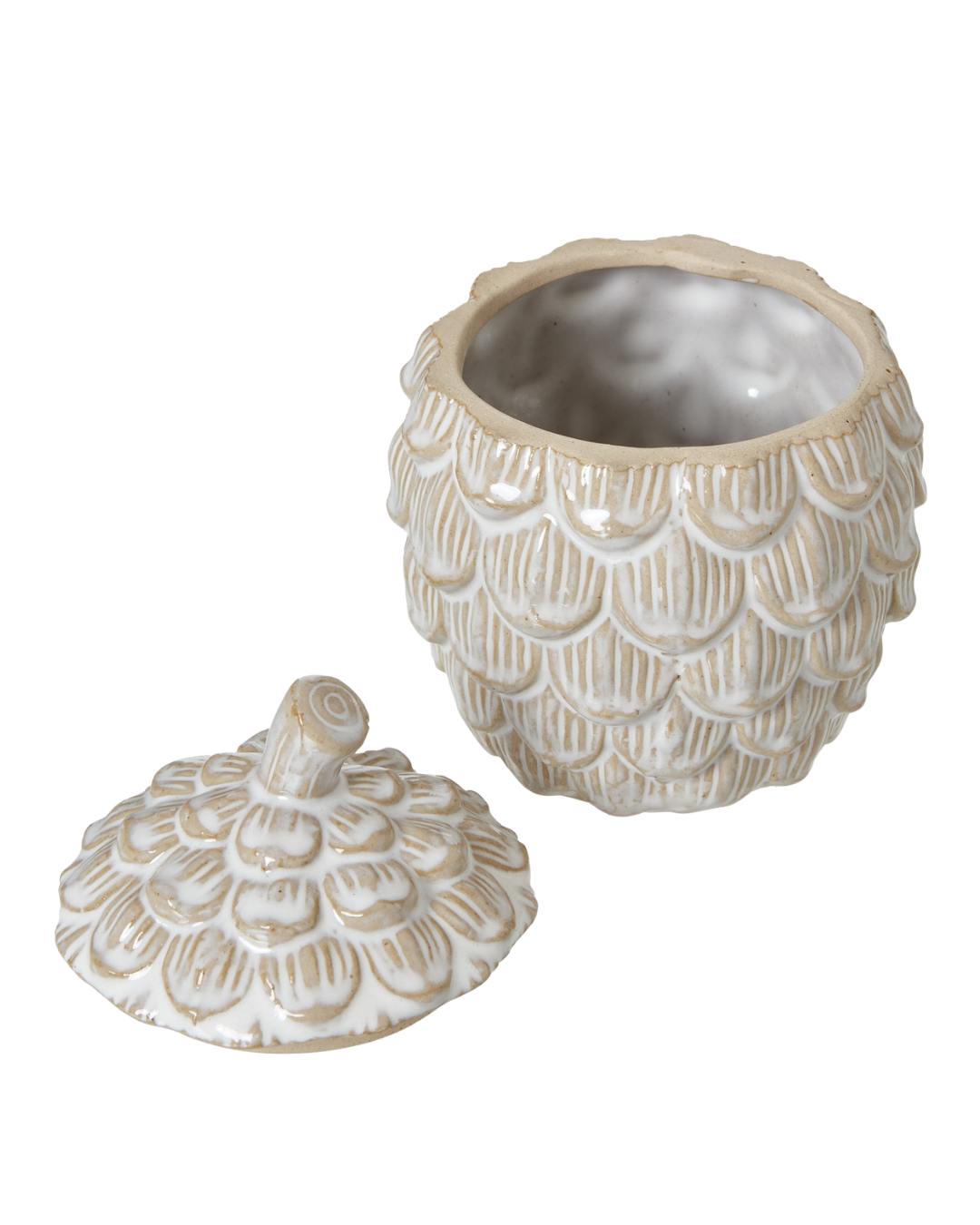Ceramic Pine Cone Trinket Dish With Lid