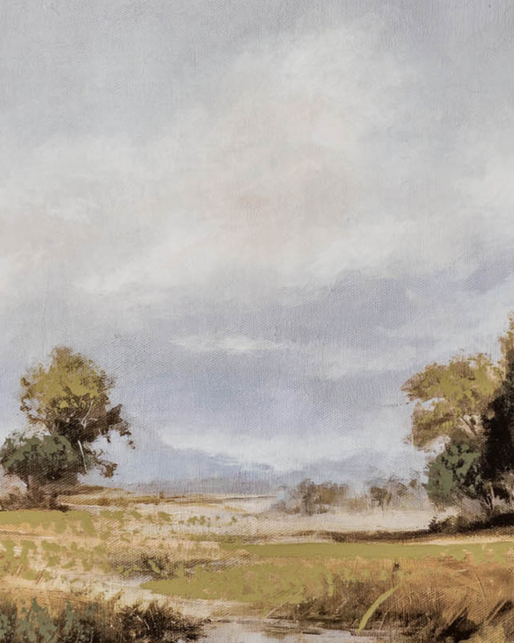 Spring Landscape Painted Canvas in Frame